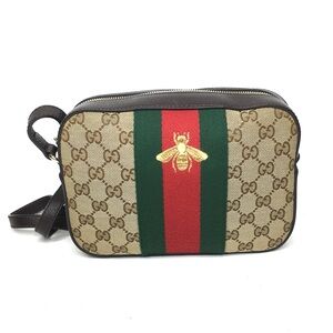 Gucci authentic Bee crossbody bag brown monogram canvas